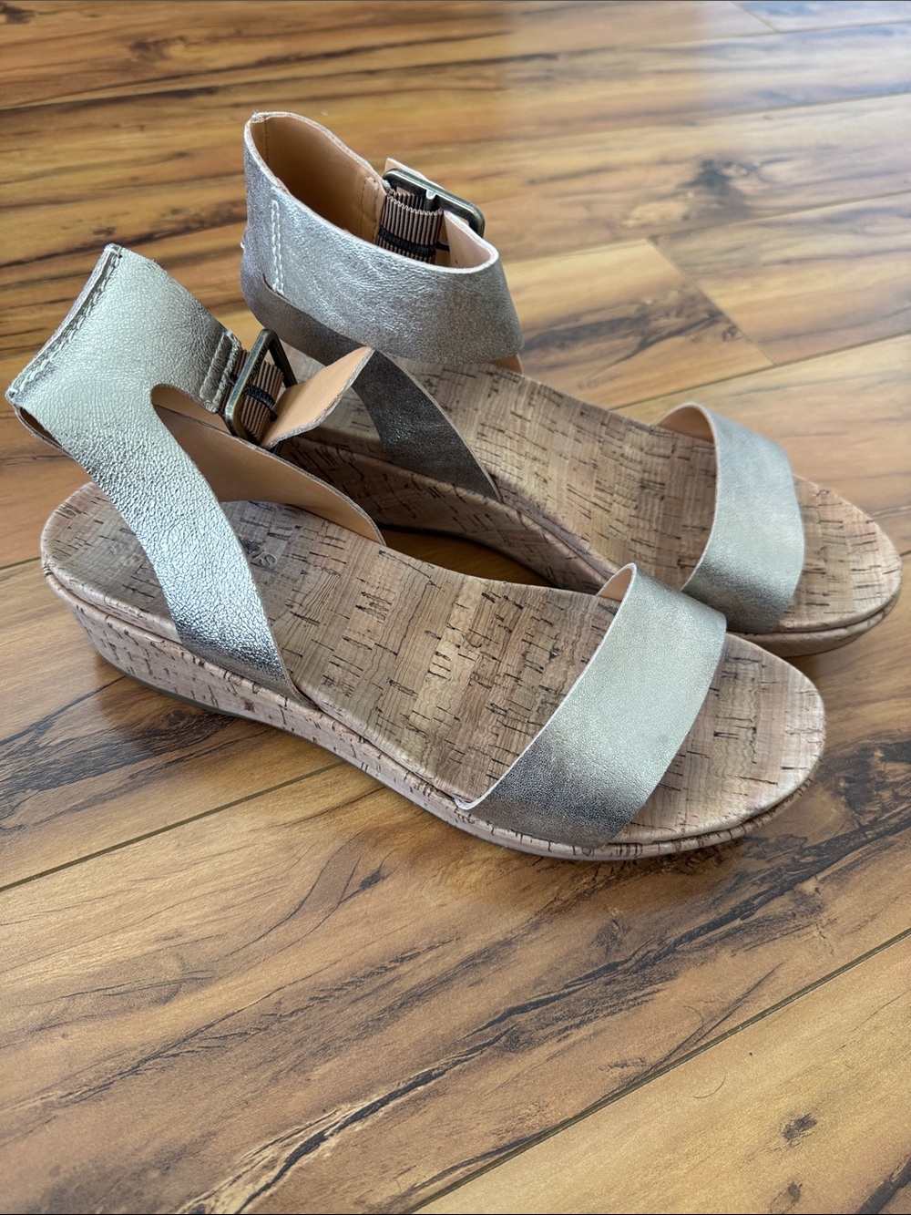Metallic Gold Kork-Ease Wedge Sandals - Women